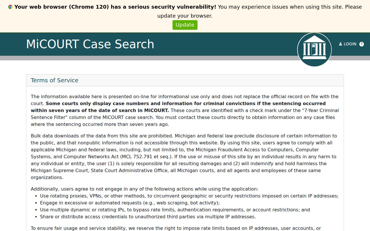 Schoolcraft County docket search 93rd District Court MiCOURT route