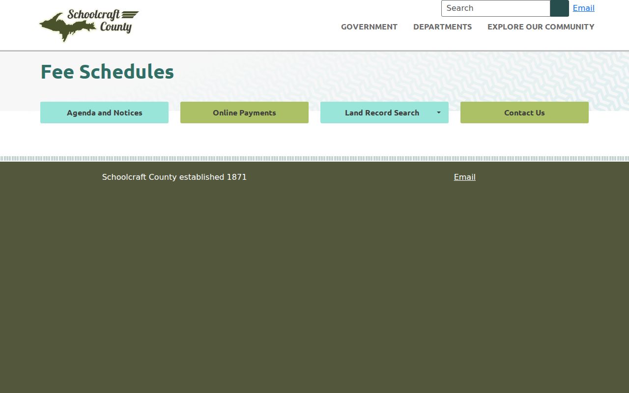 Schoolcraft County court case records official fee schedule page