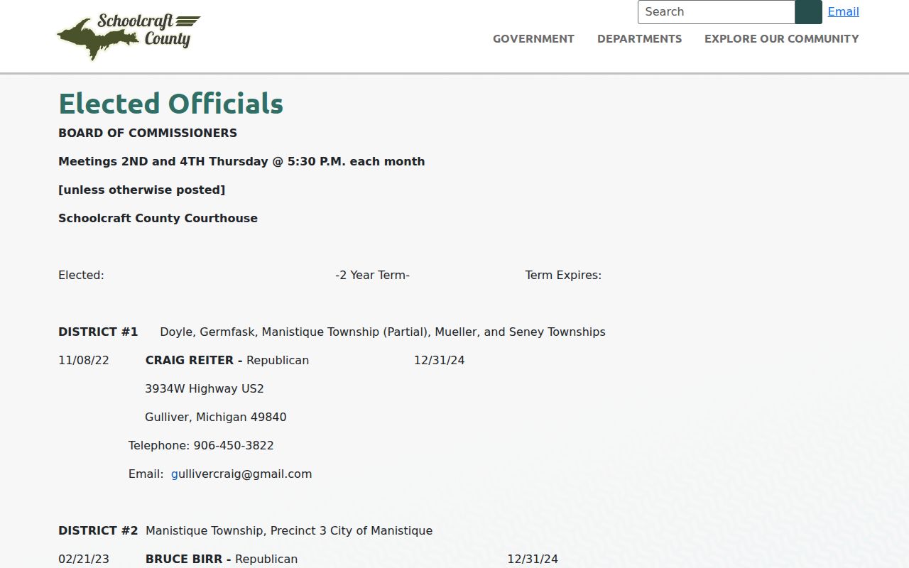 Schoolcraft County court docket county navigation and office structure